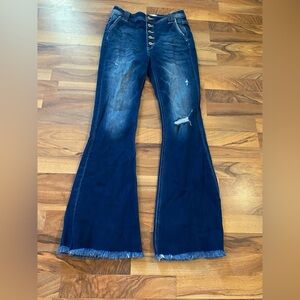 KanCan Distressed Dark Blue Flare Jeans